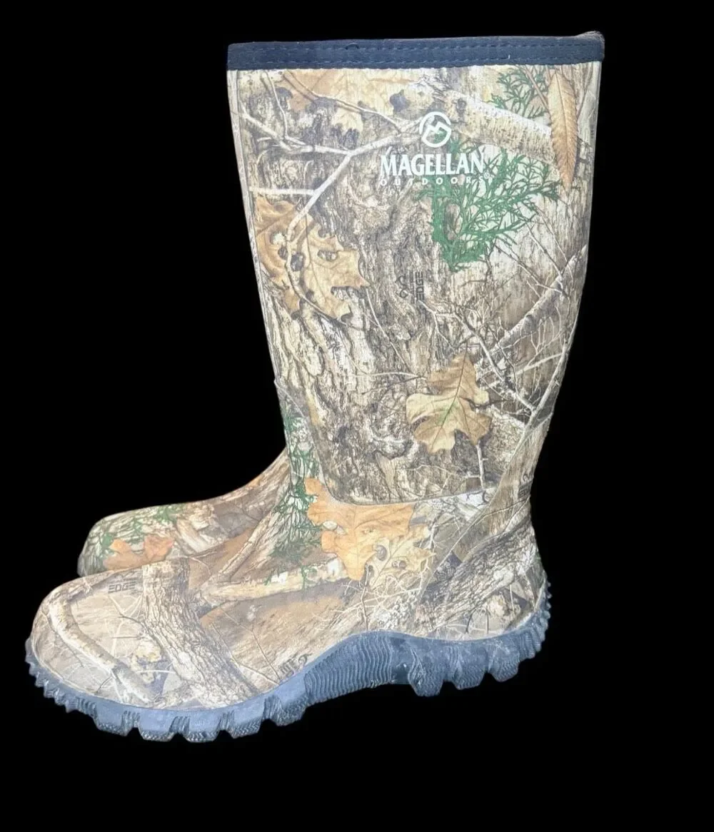 Magellan Outdoors Camo Rubber Boots Sz.11 Hunting Heavy-Duty Outdoors